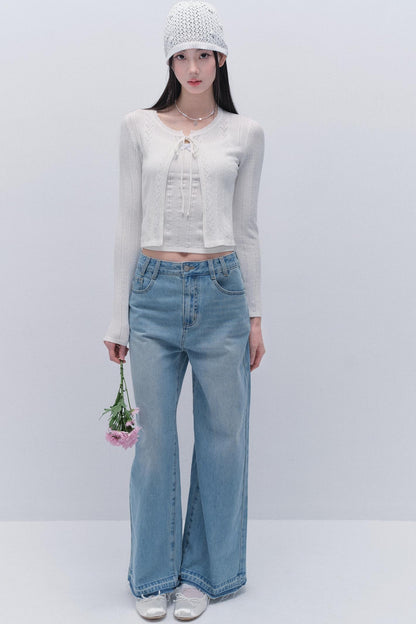 레이스 니트 카디건 세트 