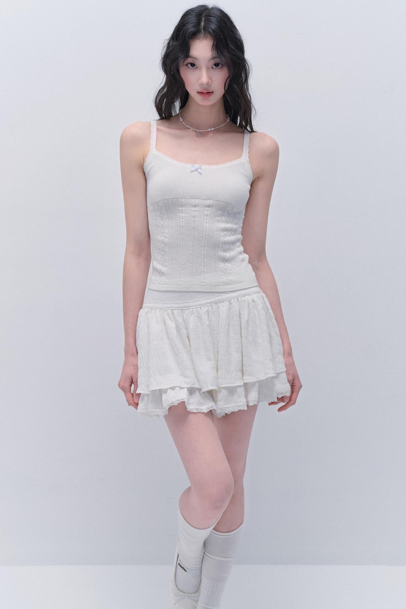 레이스 니트 카디건 세트 