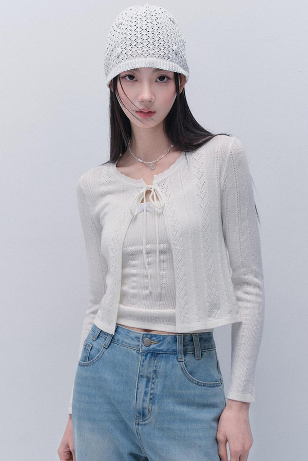 Lace Knitted Cardigan Set-Up