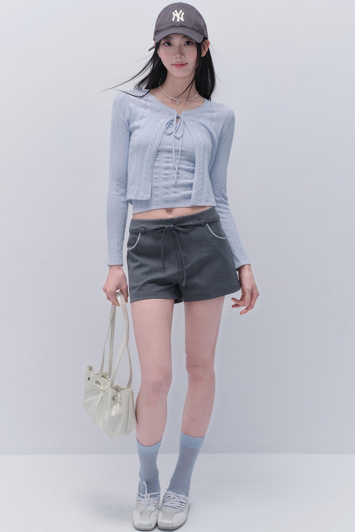 레이스 니트 카디건 세트 