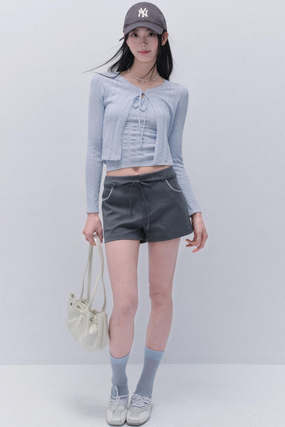 레이스 니트 카디건 세트 