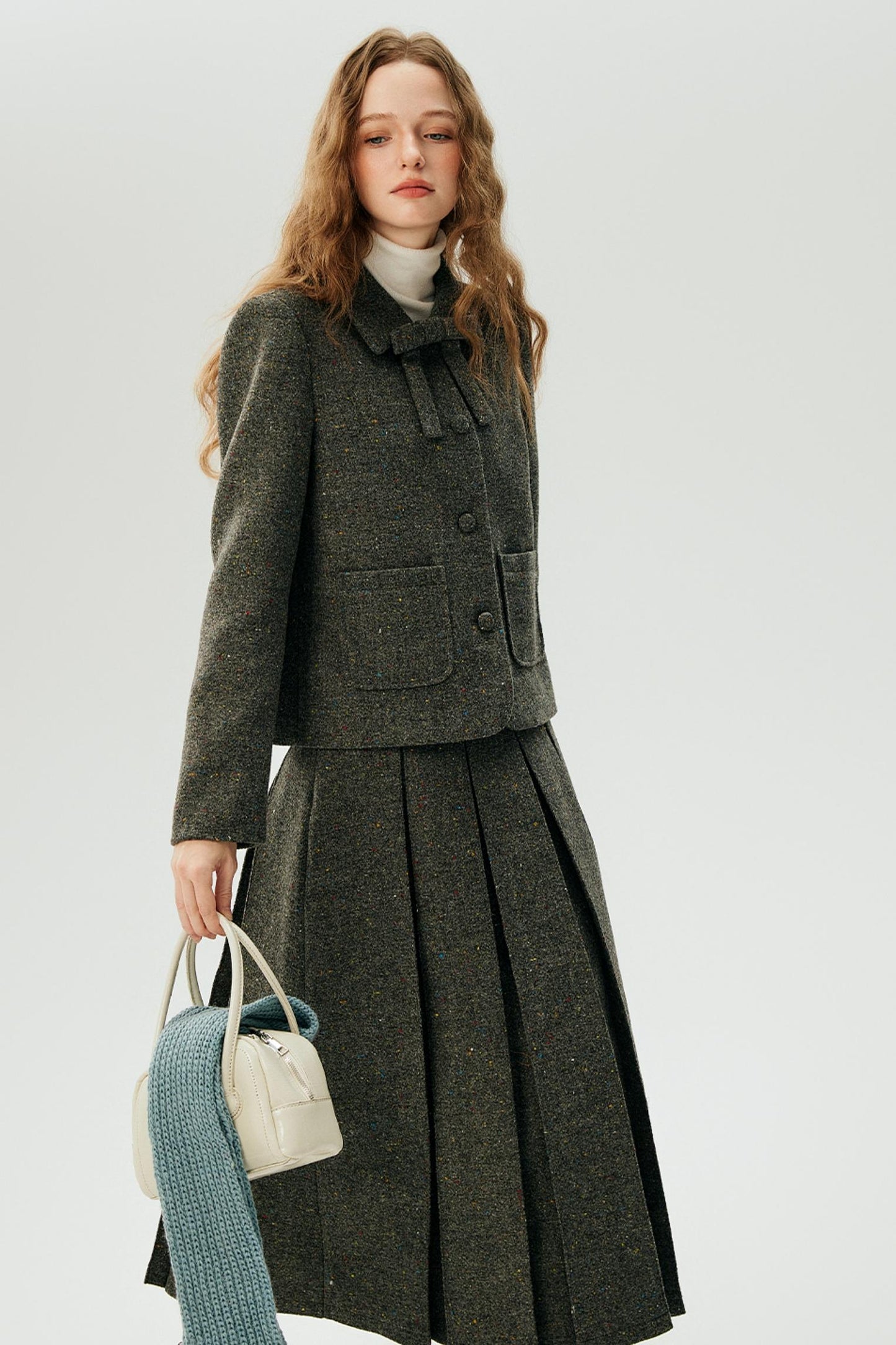 Polka Dot Tweed Jacket & Skirt Set-Up