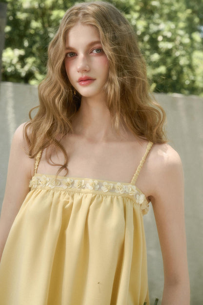 Lemon Breeze Halter Dress