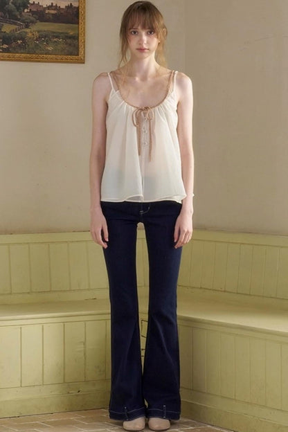 White Lace-up Camisole Set