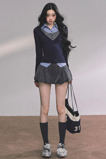 Autumn Plaid Knitted Polo Shirt