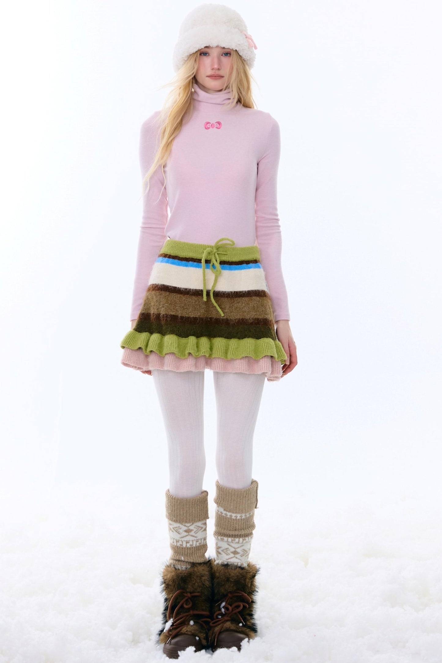 Retro Striped Knitted Skirt