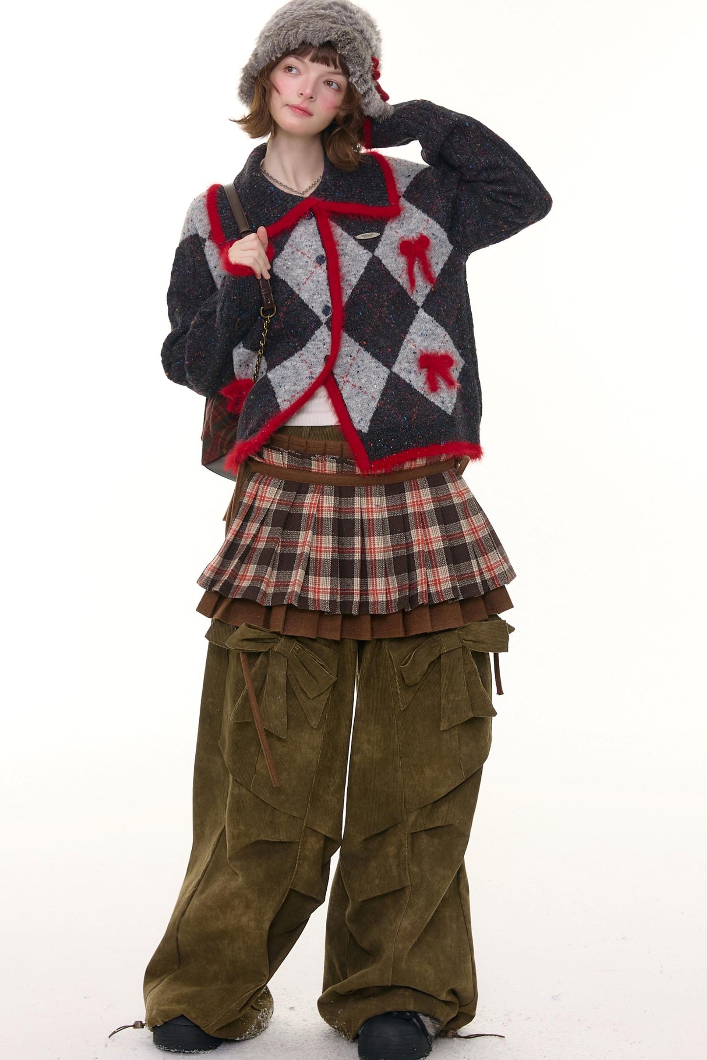 Retro Preppy Quilted Cardigan