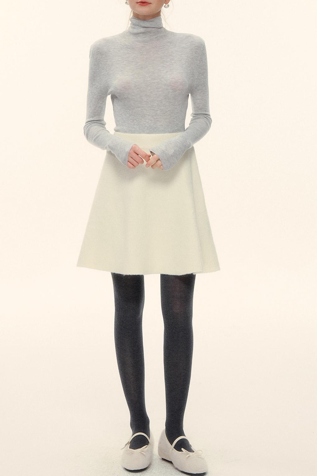 Wool Fur Collar Knit Jacket Set-Up