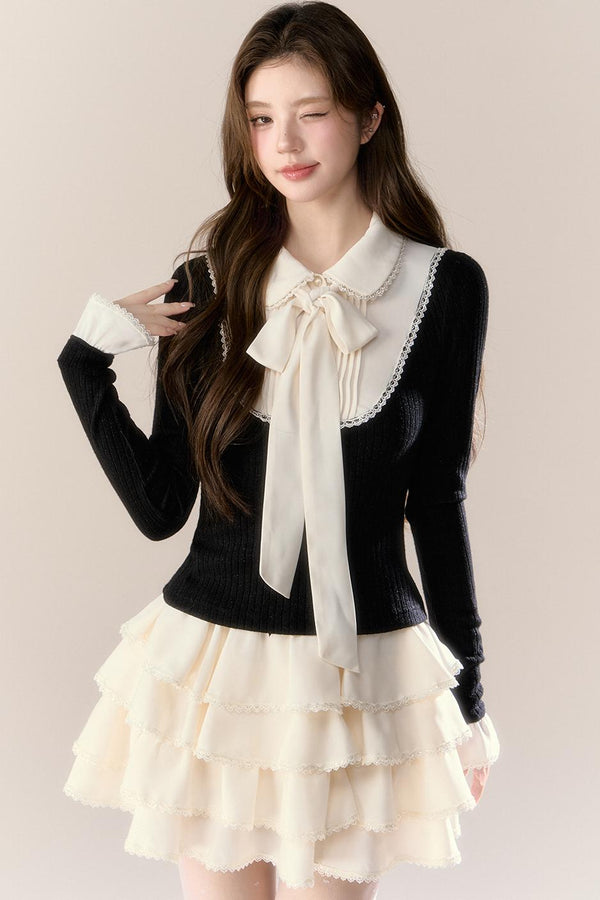 Autumn Knitted Top Skirt Set-Up