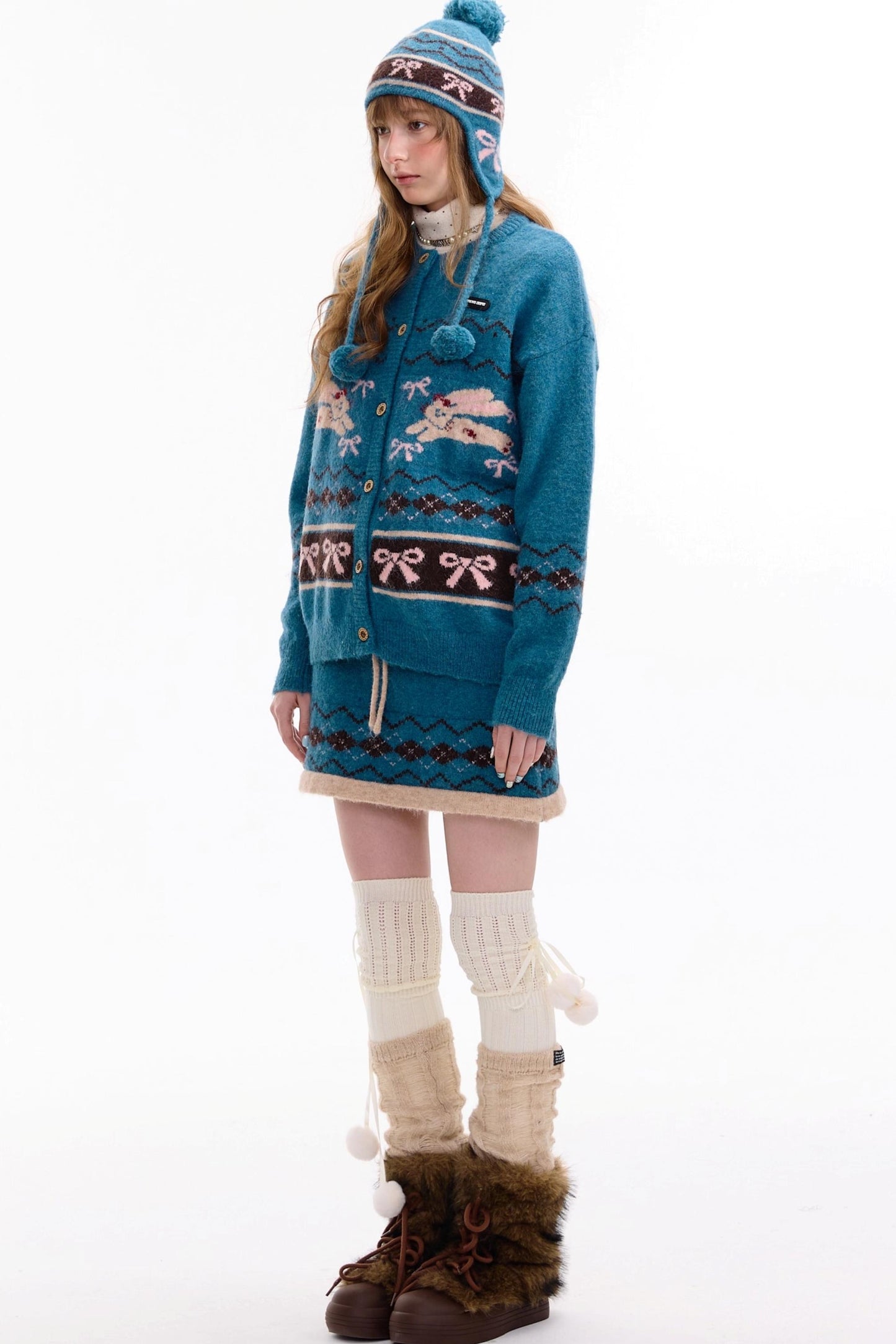 Retro Design High Waist A-Line Knitted Skirt