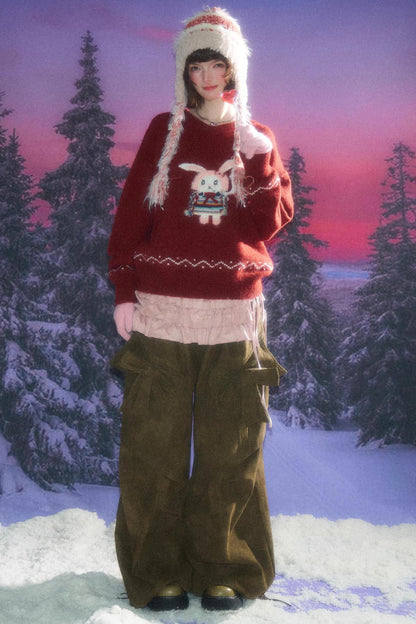 Soft Glutinous Lazy V-Neck Sweater