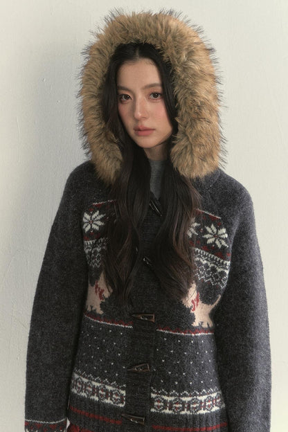 Dark Gray Fair Isle Knitted Jacket Set-Up