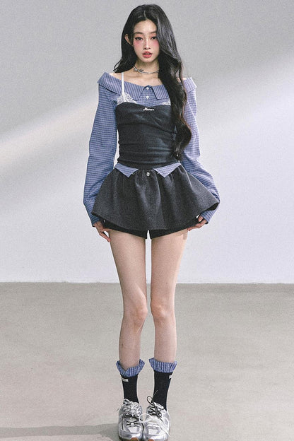 Oran Plaid Lace T-Shirt