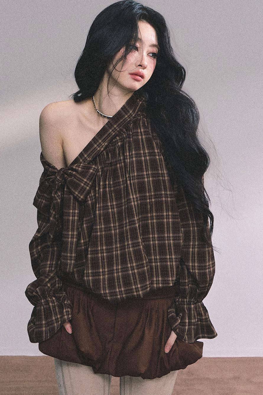 French Bow Plaid Shirt