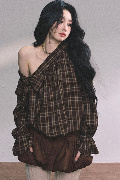 French Bow Plaid Shirt