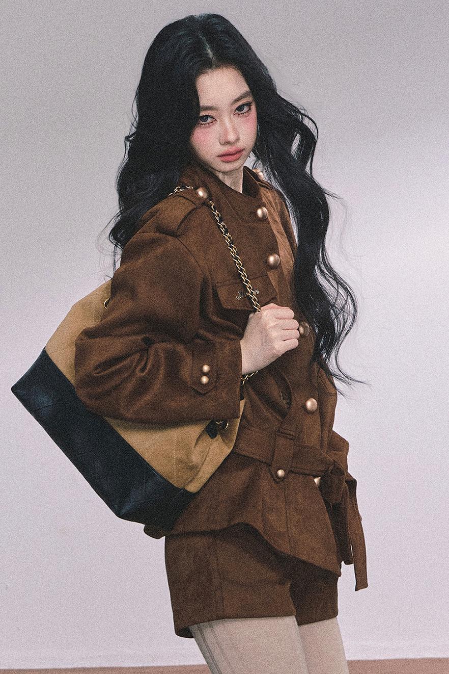 Golden Suede Womens Autumn Jacket Set-Up