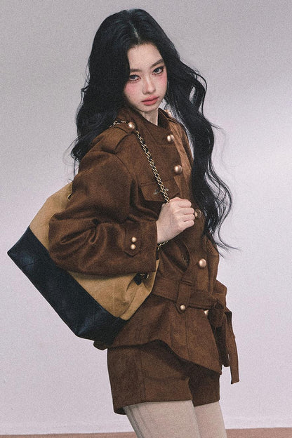 Golden Suede Womens Autumn Jacket Set-Up