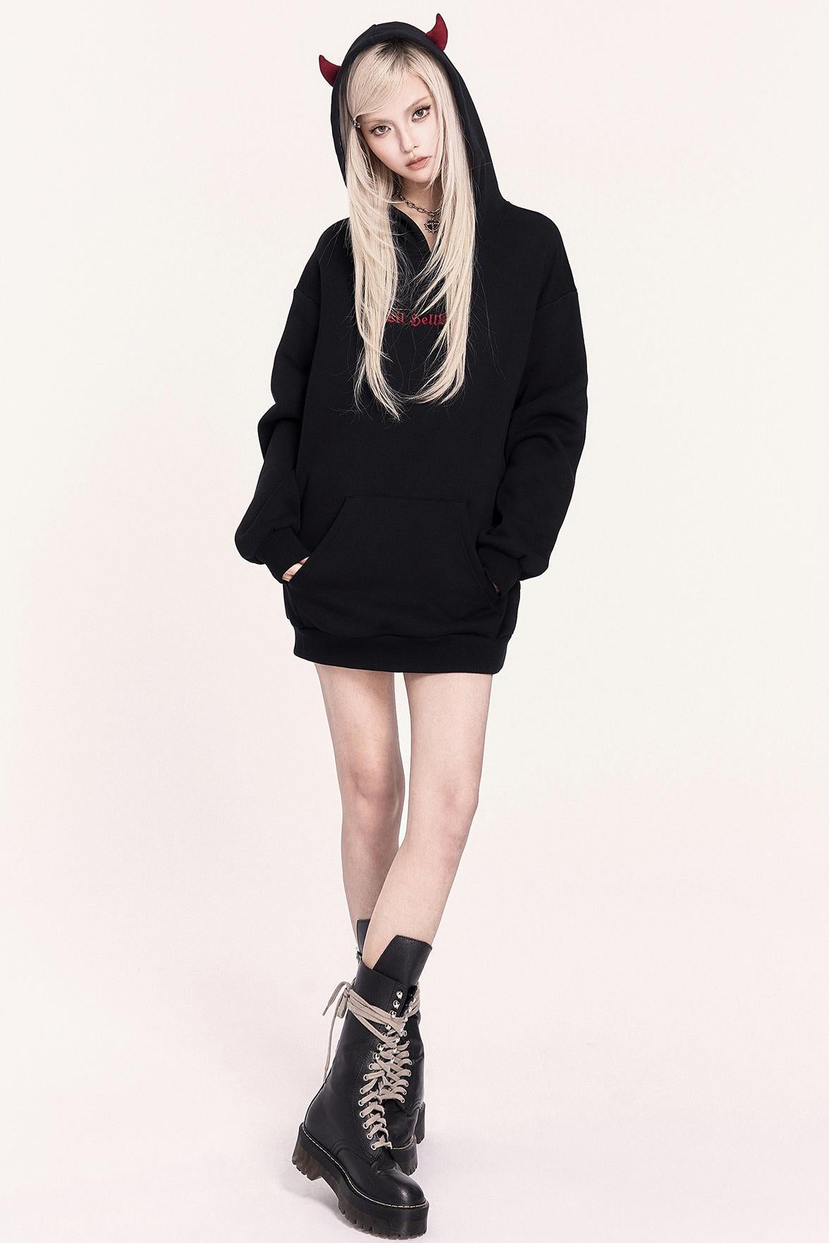 Dark Sweet Devil Hooded Dress Set-Up