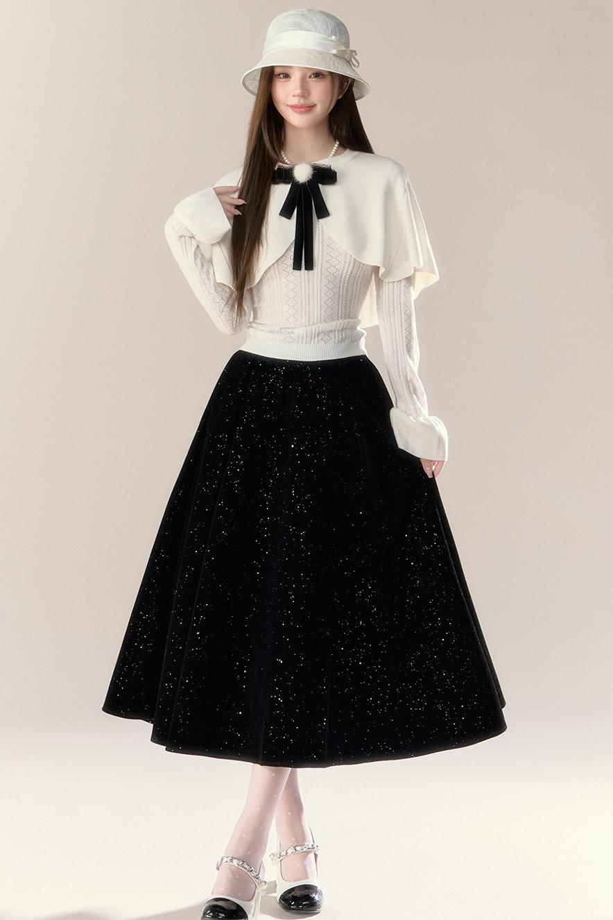 Starry Night Velvet Long Skirt