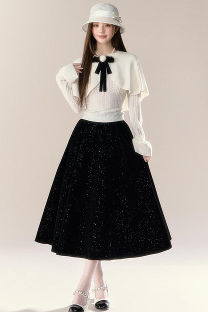 Starry Night Velvet Long Skirt