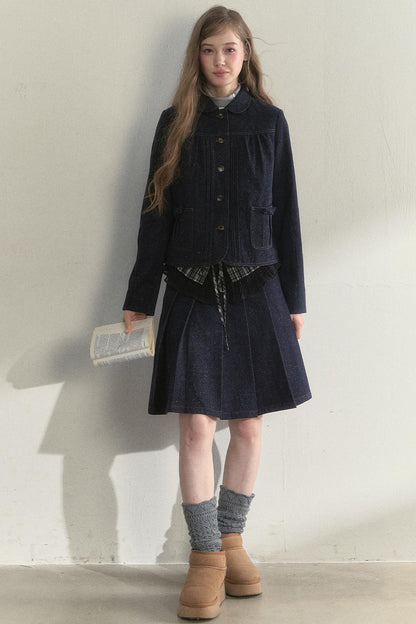 Retro Denim Quilted Jacket Set-Up