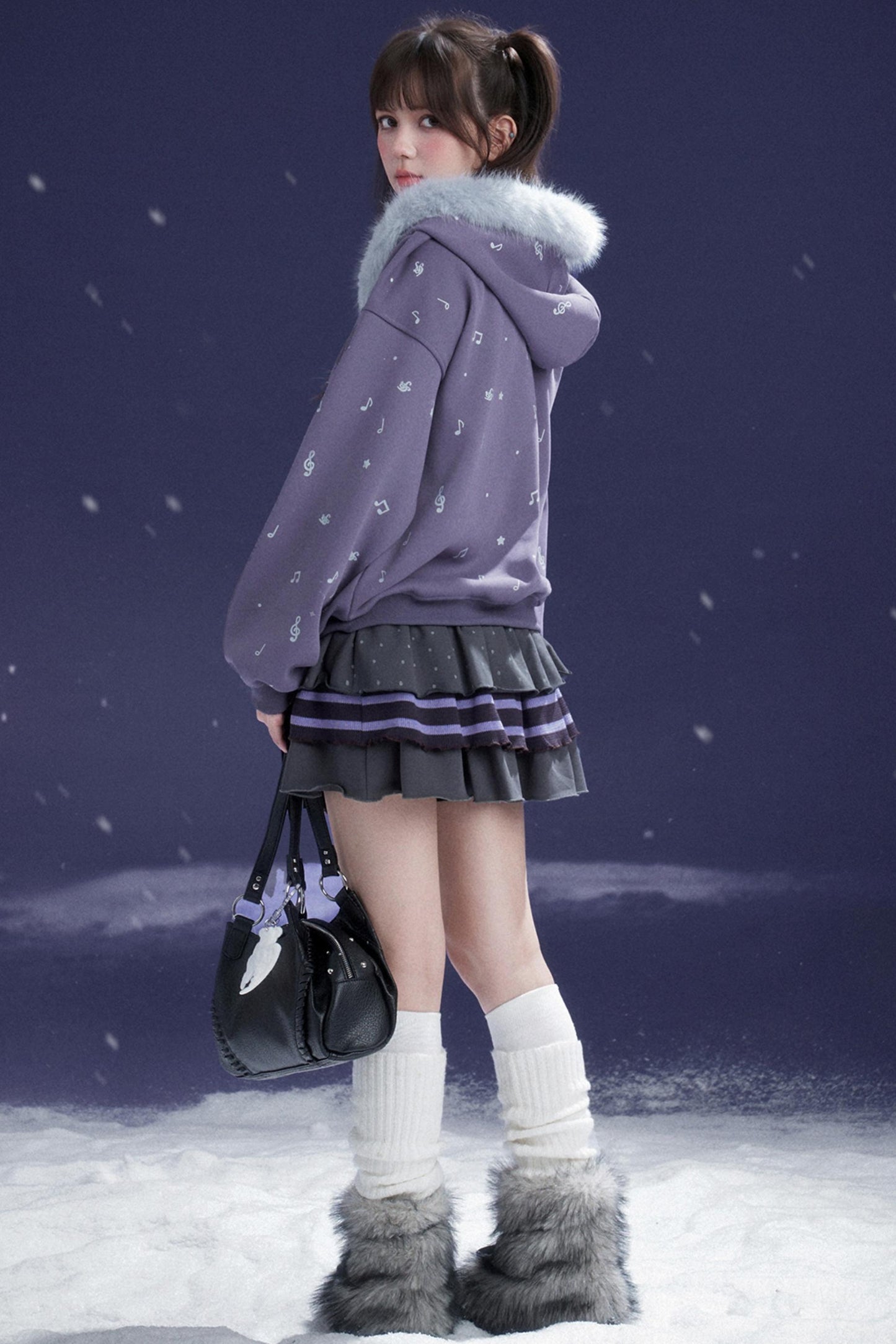 Purple Fleece Hooded Jacket