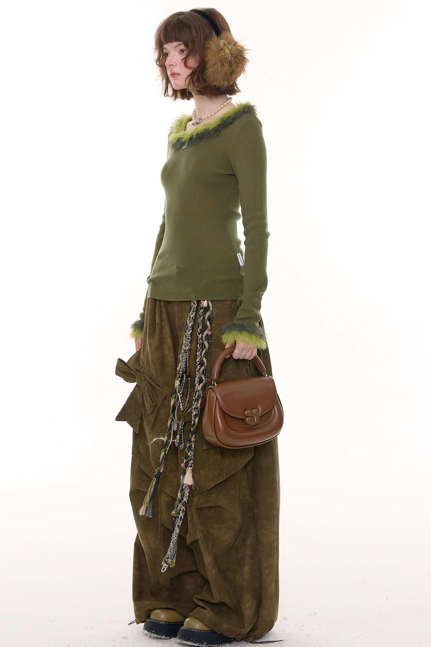 Autumn Retro Bow High Waist Slimming Trousers