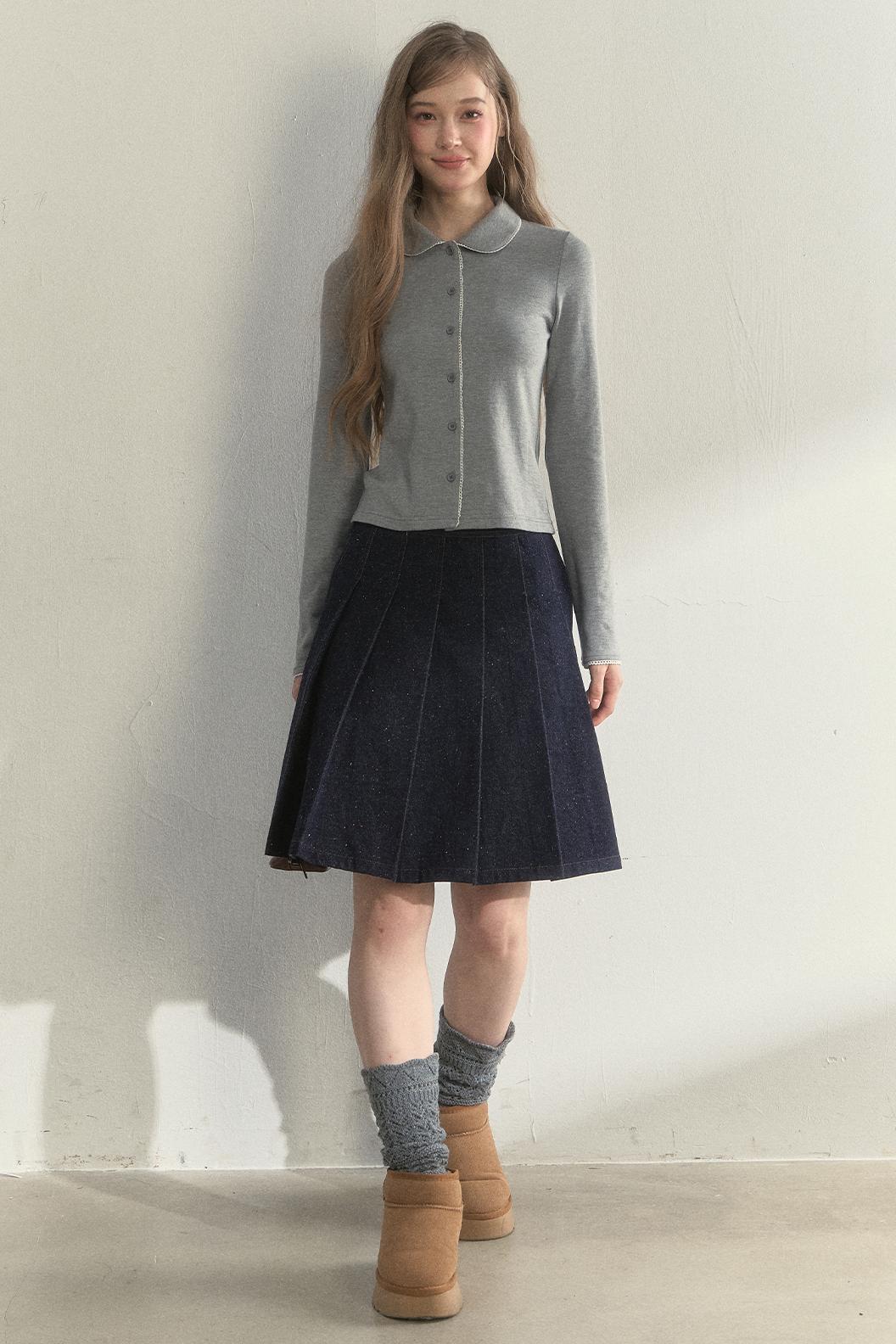 Pink and Gray Doll Collar Top