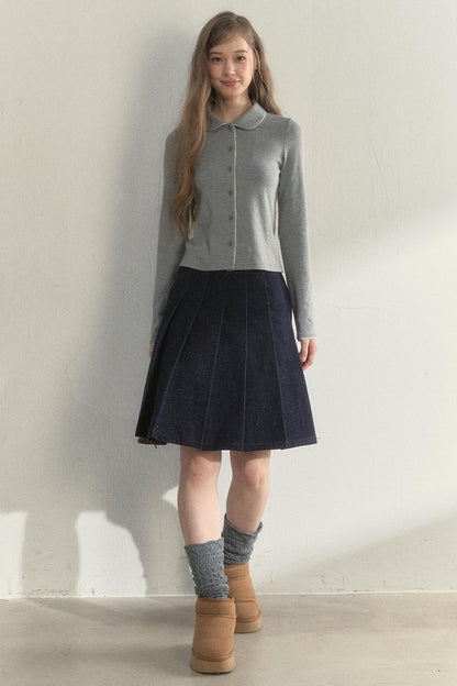 Pink and Gray Doll Collar Top