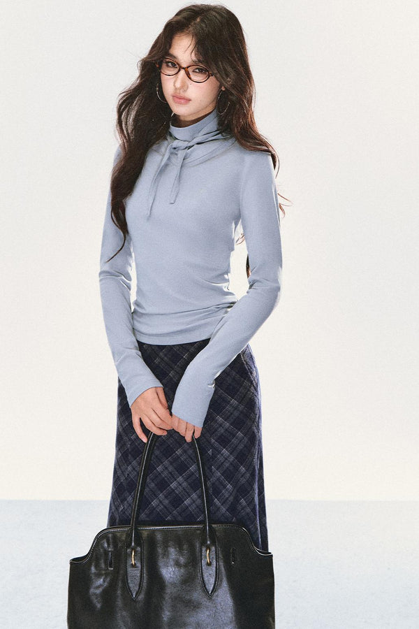 Semi-High Neck Scarf Top Set-Up