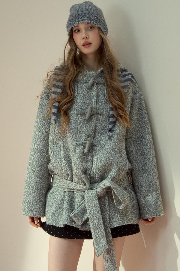 Light Gray Wool Horn Buckle Jacket