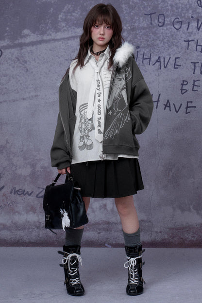 Angel Manga Print Fleece Jacket