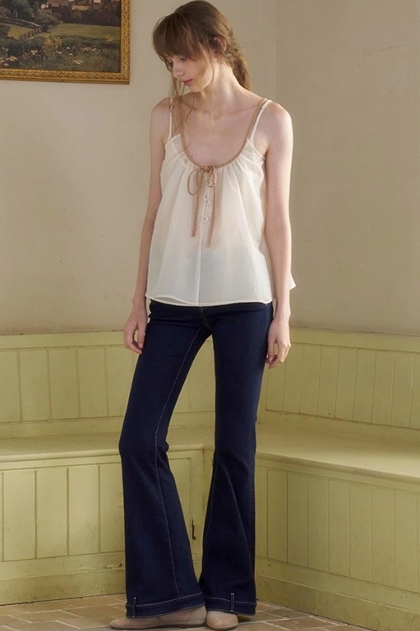 White Lace-up Camisole Set