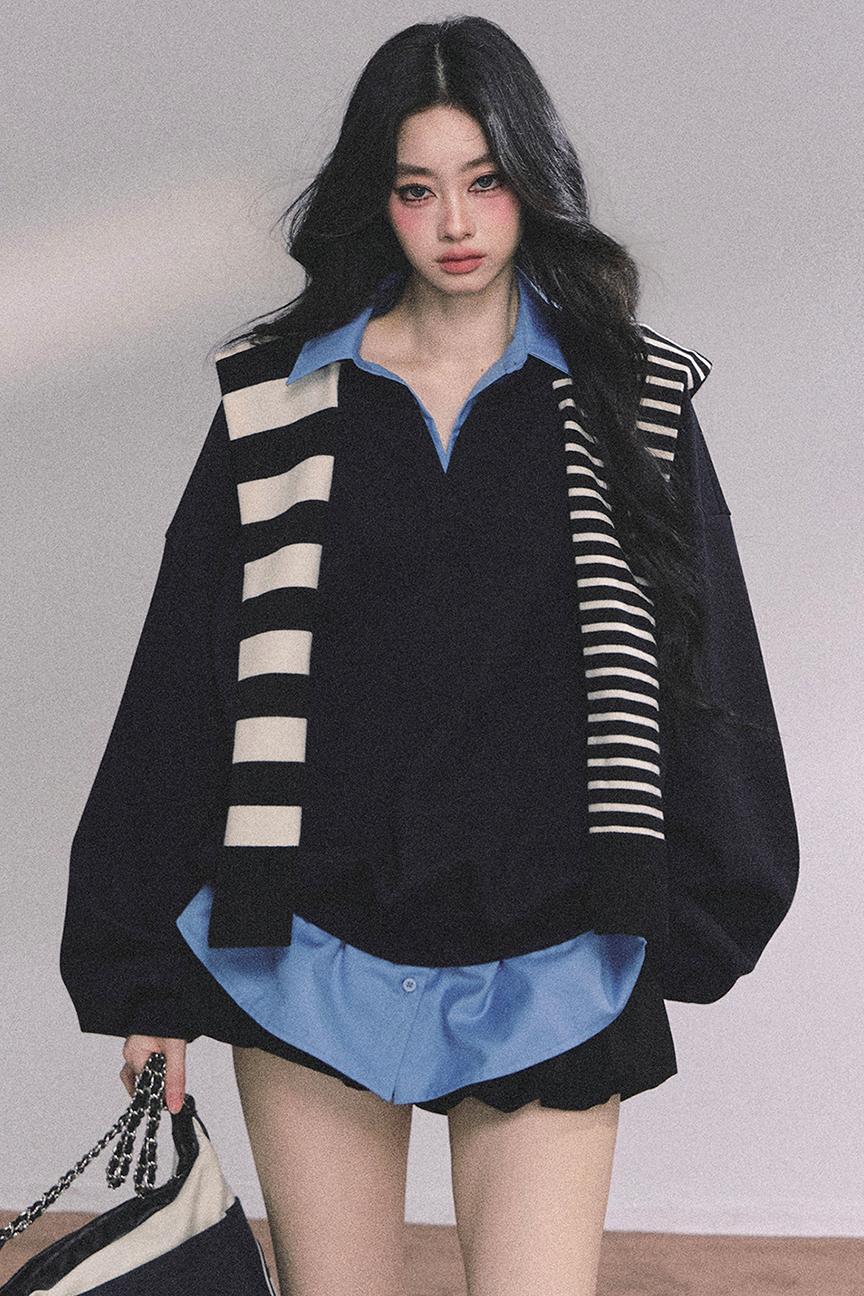 Gaozhi American Oversize Sweatshirt Set-Up