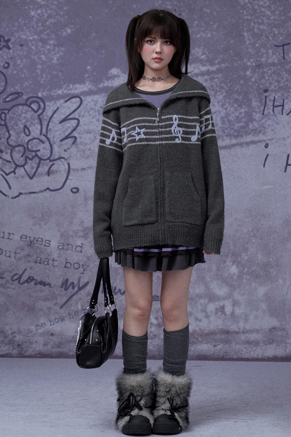 Sweet Cool Lapel Knit Sweater