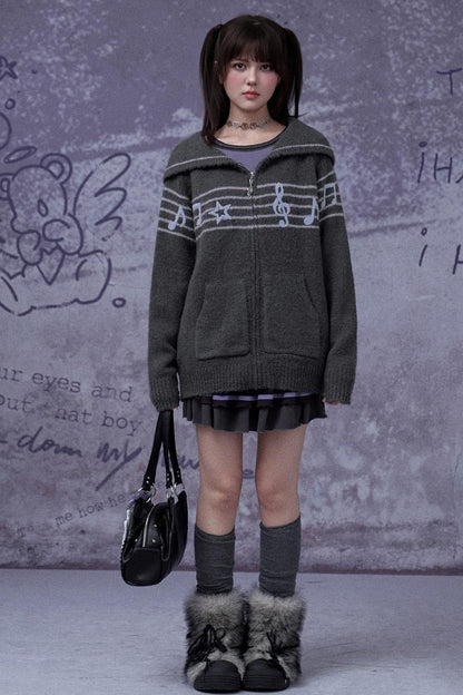 Sweet Cool Lapel Knit Sweater