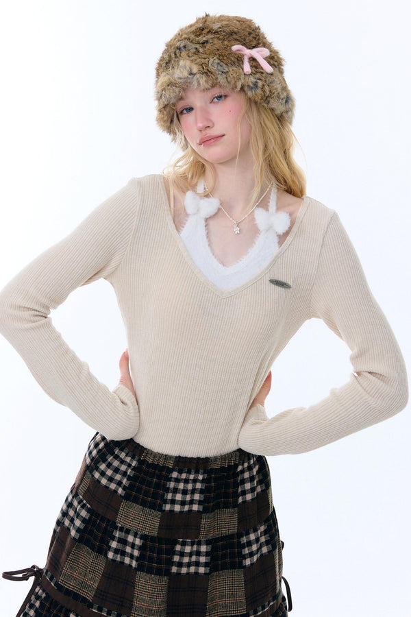 Bow Halter Knitted Top