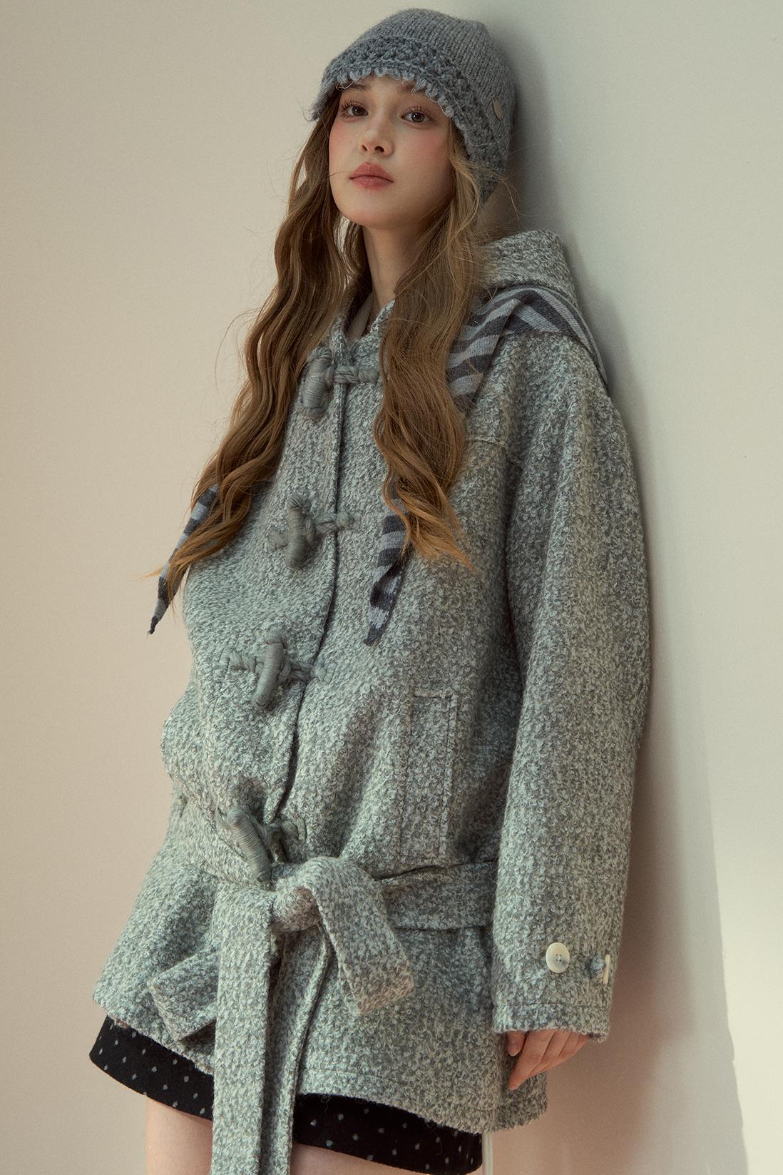 Light Gray Wool Horn Buckle Jacket