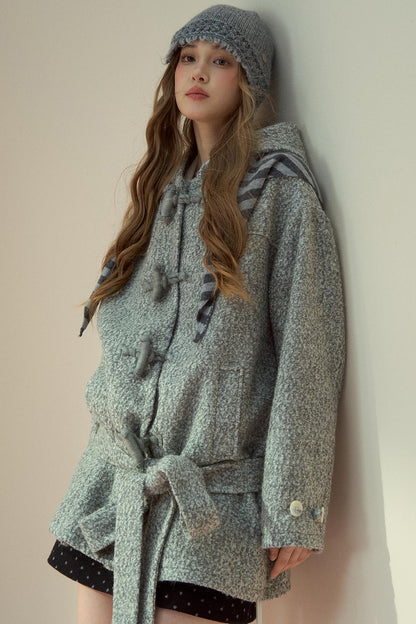 Light Gray Wool Horn Buckle Jacket