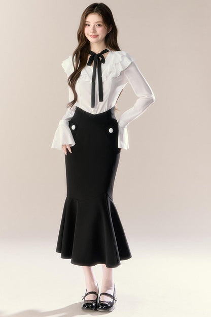 Completo camicia con vita alla francese e gonna a sirena