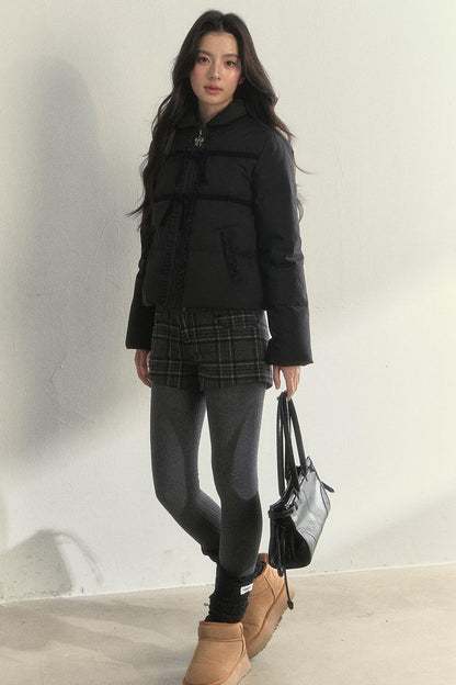 Velvet Bow-Knot Down Jacket