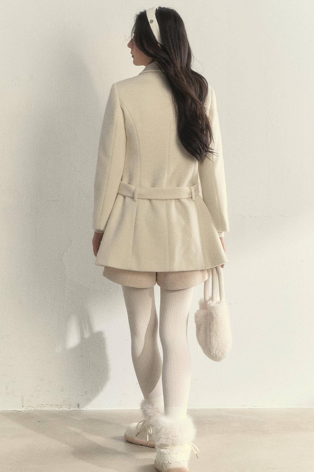 Gentle Lady Double-Breasted Mid-Length Coat Set-Up