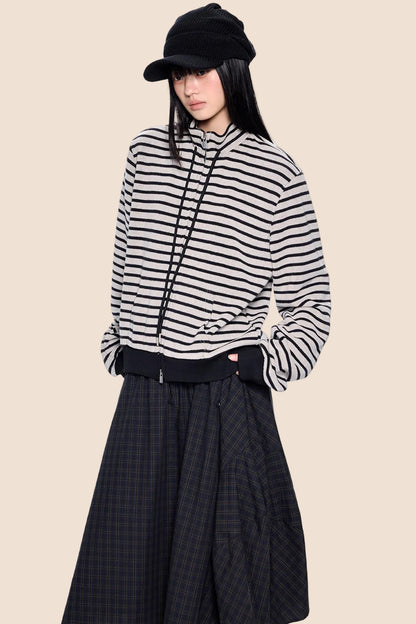 Striped Vintage Turtleneck Cardigan