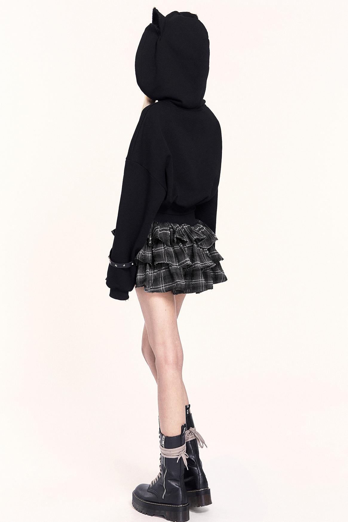 Black Cat Plush Hoodie