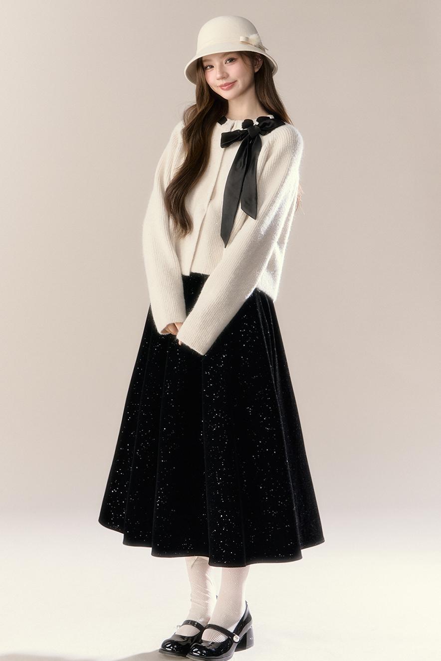 Starry Night Velvet Long Skirt