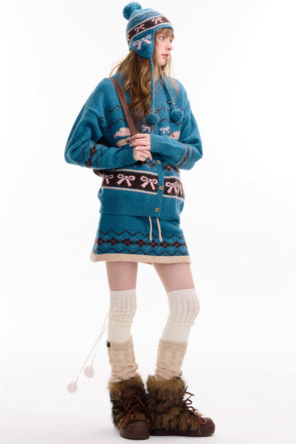 Retro Design High Waist A-Line Knitted Skirt