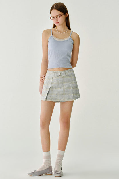 심플 레이스 크롭 탑 