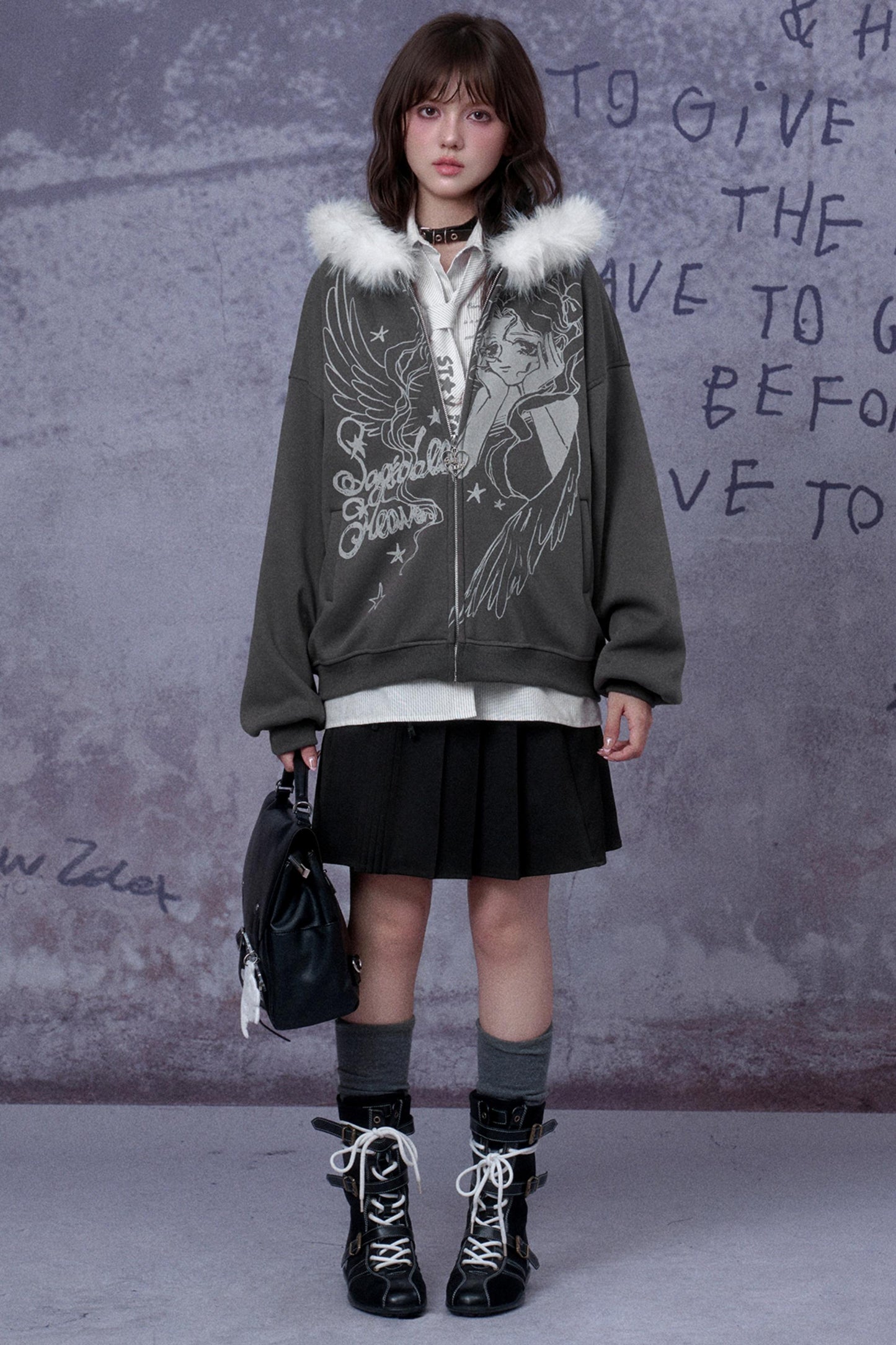 Angel Manga Print Fleece Jacket