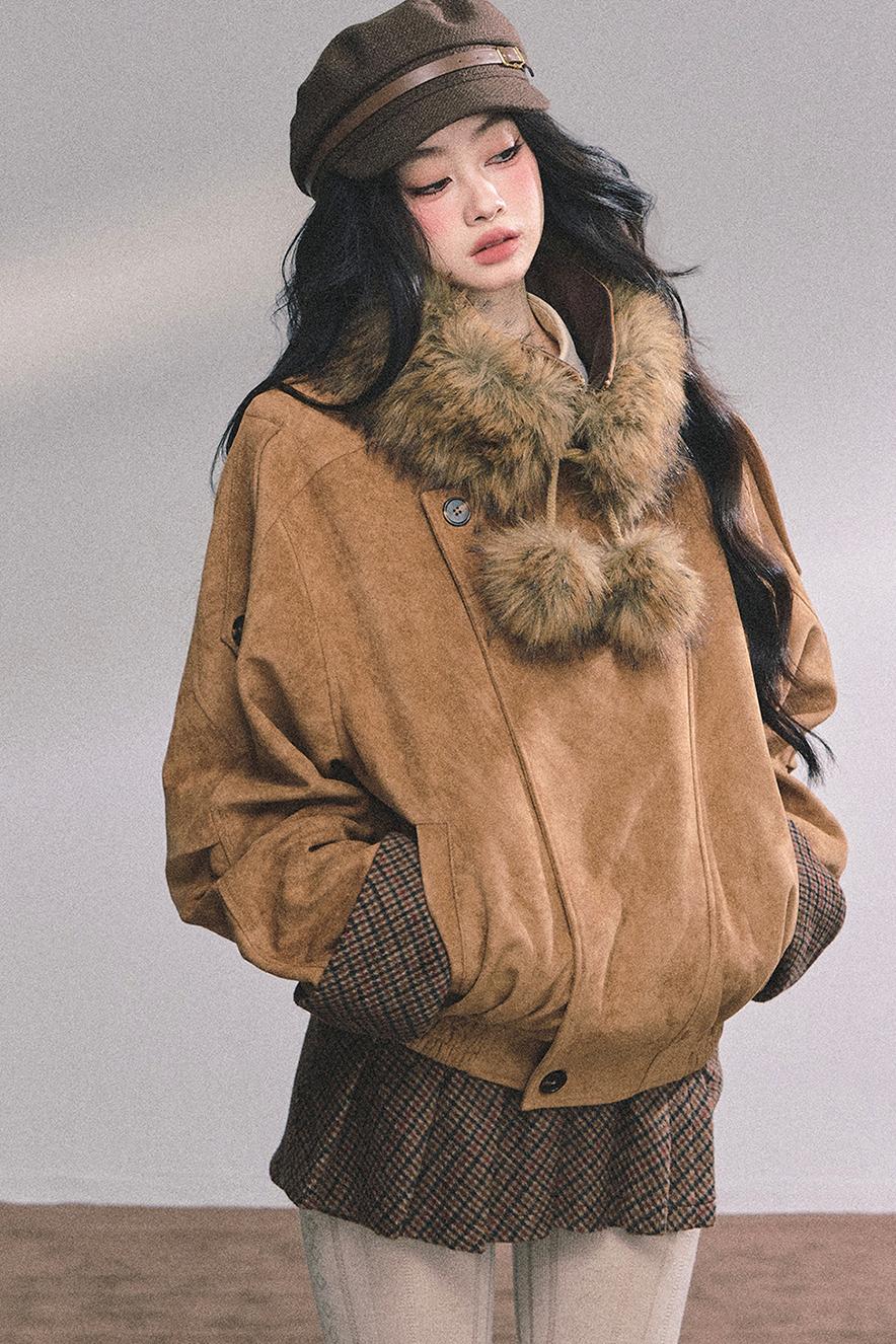 Hazelnut Velvet Jacket Skirt Set-Up