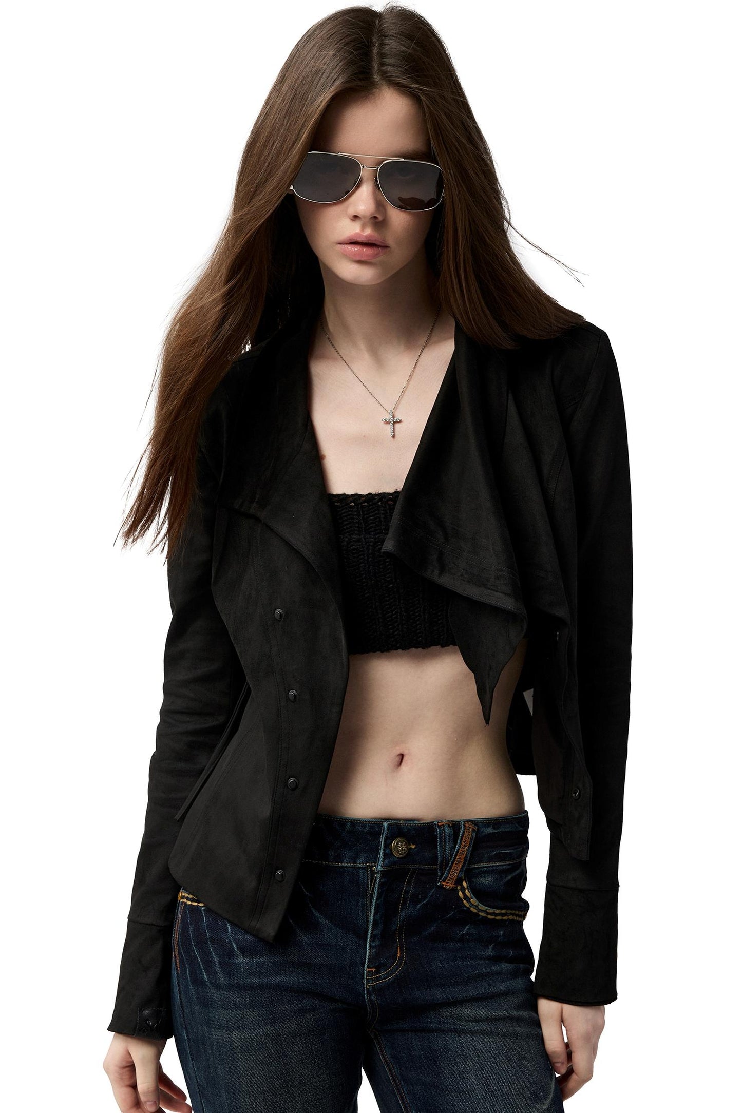 Temperament Black Suede Jacket Set-Up